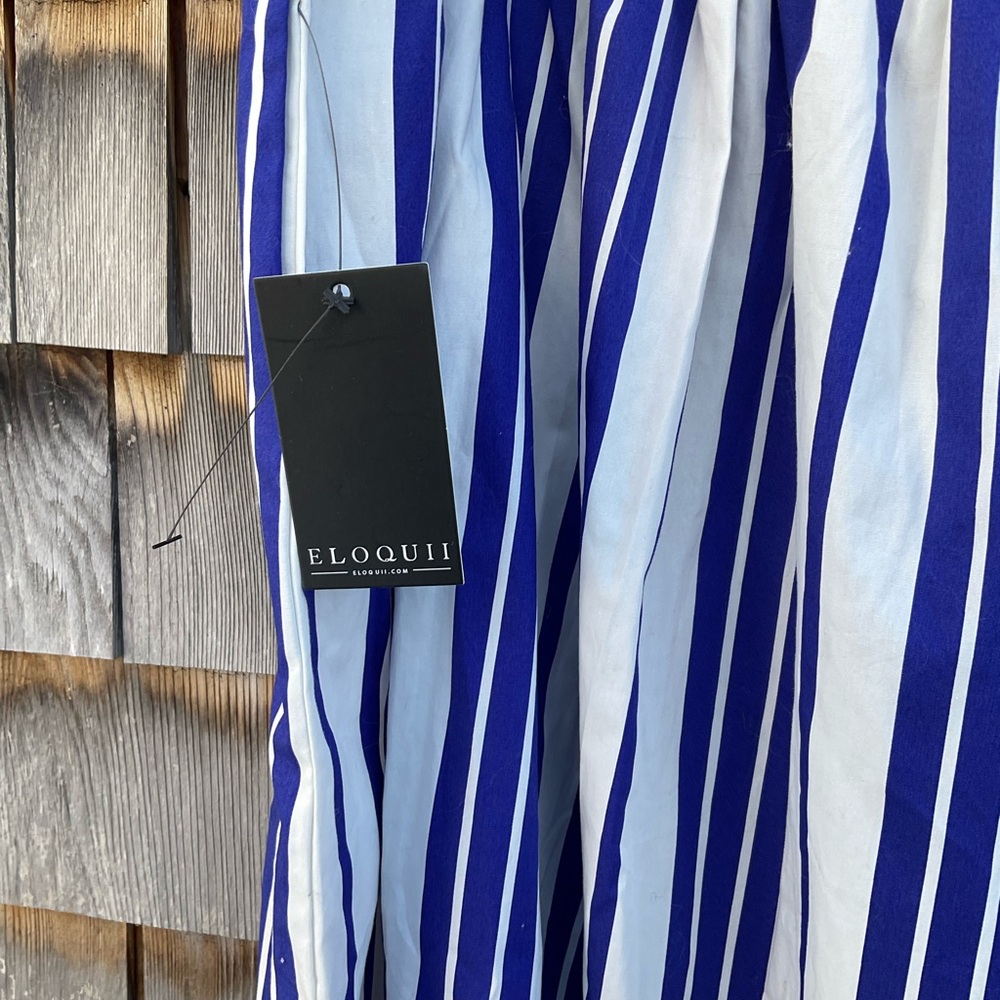 Eloquii Navy and White Striped A-Line Skirt - Picture 3 of 6